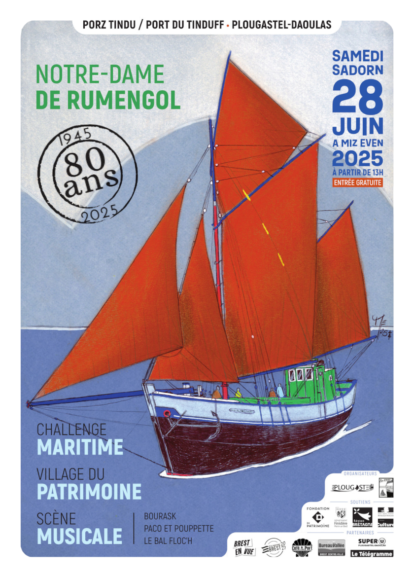 28 juin 2025 au port du Tinduff, on fête les 80 ans de la gabare Notre Dame de Rumengol (vidéo)